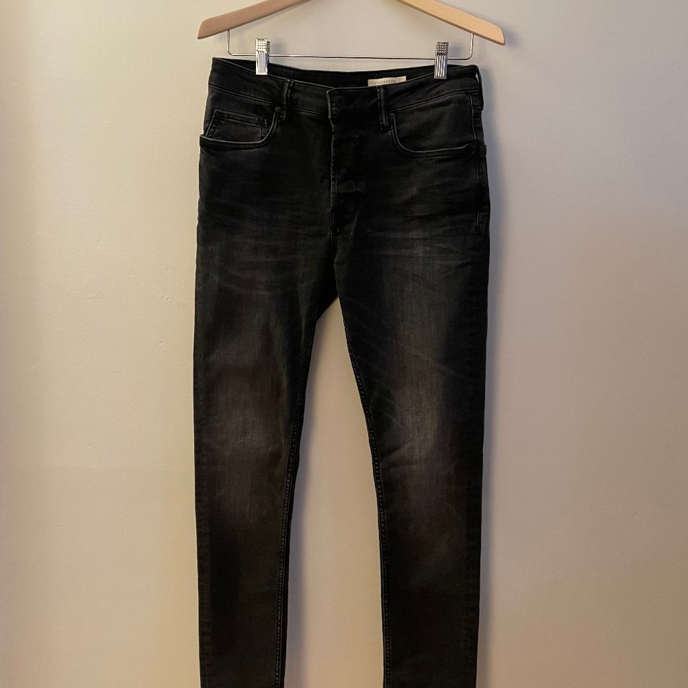 All Saints Black Ronnie Skinny Jeans size 32 / 32, slight stretch
